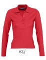 Dames Polo Lange Mouw Podium Sols 11317 Rood